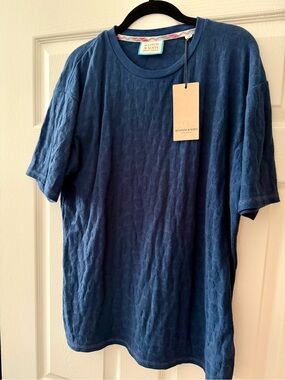 NWT Scotch & Soda Men's Navy Short-Sleeve Crew Neck Shirt